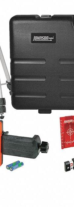 JOHNSON LEVEL Rotary Laser: 800 ft Range w/Receiver, Red Beam, Horizontal, ±3/16 in @ 50 ft, 0 Dots (MPN 40-6519). Key specifications — attr935954: Red; attr935948: ±3/16 in @ 50 ft; attr935970: Case; attr935961: Horizontal; attr935962: Pendulum Self-Leveling; attr935949: AA; attr935951: Split Beam Establishes a 90 Degree Angle; attr935952: Batteries Included.
