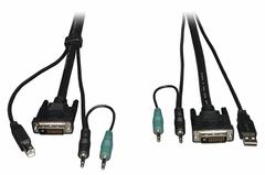 EATON TRIPP LITE KVM Switch Cable Kit: DVI/Stereo Audio, Tripp Lite Series, 10 ft Lg, Male, Male (MPN P759-010). Key specifications — Brand: EATON TRIPP LITE; Connection Technology: DVI; Product Type: KVM Cable Kit; Compatible KVM Switch Type: Tripp Lite Series; End 1 Connection Type: DVI-D; USB-A; 3.5 mm; End 1 Gender: Male.