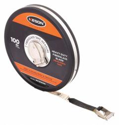 KESON Long Tape Measure: Manual, MC-1810-100, SAE/Engineers Scale, 100 ft, 1/8 in, Stainless Steel. Key specifications — attr939846: MC-1810-100; attr939849: Fiberglass; attr939859: Nonmagnetic Double Hook; attr939850: Double-Sided; attr939855: 1/8 in; attr944023: Hook End; attr940484: KESON; attr985224: Stainless Steel.