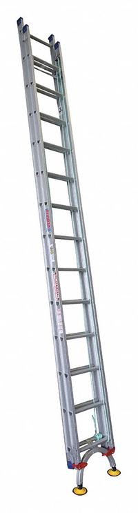 TIVOLI Extension Ladder: 28 ft Ladder Size, Aluminum, 300 lb Load Capacity, 55 lb Wt, 2 Sections (MPN PROX28). Key specifications — Color: Silver; Brand: TIVOLI; Included Features: Automatic Ladder Lock; Removable Fly: Fixed.