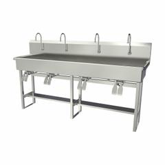 SANI-LAV Wash Station: 45 in Overall Ht, 77 in Bowl Lg, 8 in Bowl Dp, 0.5 gpm Flow Rate, 16 ga (MPN 58FK2.5). Key specifications — Includes Side Splash: Side Splash Not Included; Brand: SANI-LAV.