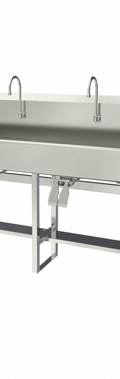 SANI-LAV Wash Station: 45 in Overall Ht - Four-Station Freestanding Wash Stations with Faucets