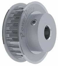 POWER DRIVE Gearbelt Pulley: Trapezoidal, Plain, For XL Timing Belt Section, For 3/8 in Belt Wd (MPN 18XLB037-6FA). Key specifications — Brand: POWER DRIVE; Tooth Profile: Trapezoidal; Finish: Aluminum Clear Anodized.