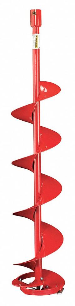 ECHO Ice Auger: 40 in Overall Lg, 8 in Overall Dia, Steel, Powder Coated, Clockwise Rotation (MPN 99944900280). Key specifications — Brand: ECHO; Driveshaft Connection Shape: Round; Finish: Powder Coated; Material: Steel; Rotation: Clockwise.