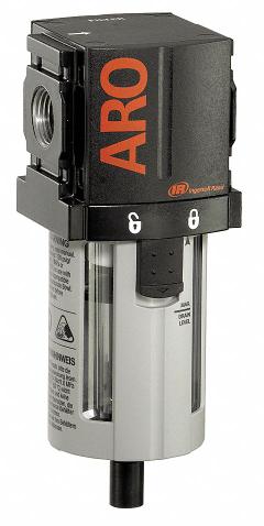 ARO Pneumatic Oil Filter: Coalescing, 3/8 in NPT, 0.3 micron, 156 cfm, 150 psi Max Op Pressure, 2000 (MPN F35332-300). Key specifications — attr110055: 2000; attr110008: ARO.