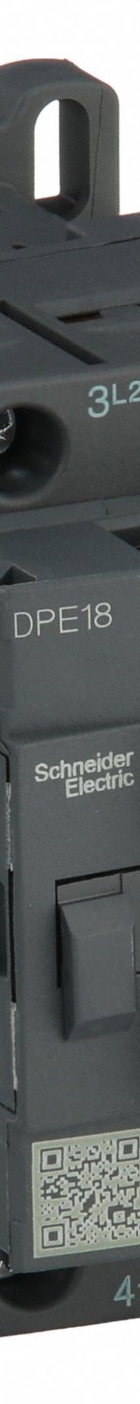 SCHNEIDER IEC Magnetic Contactor: Non-Reversing, 3 Poles, 3NO Contacts, 18 A, 24V AC Coil (MPN DPE18B7). Key specifications — Brand: SCHNEIDER; Integrated Surge Suppression: No.