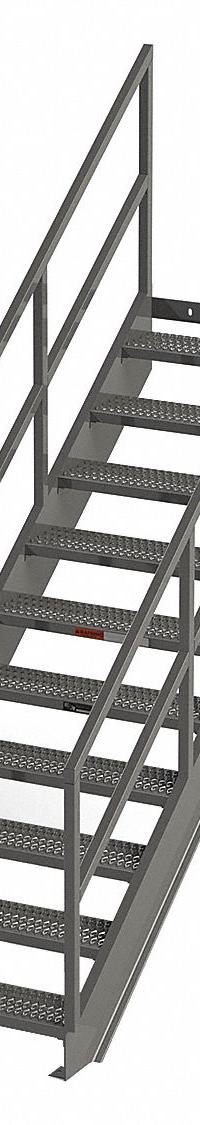 APPROVED VENDOR Portable Stairs: 9.4 ft Overall Ht, Steel, 500 lb Load Capacity, Serrated, 10 Steps (MPN IS77-36). Key specifications — Color: Gray; Brand: APPROVED VENDOR.