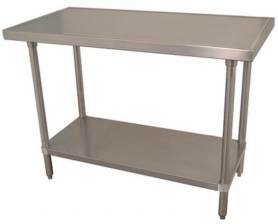 ADVANCE TABCO Work Table: Fixed Ht, Stainless Steel, 72 in x 30 in - Stainless-Steel-Top Worktables