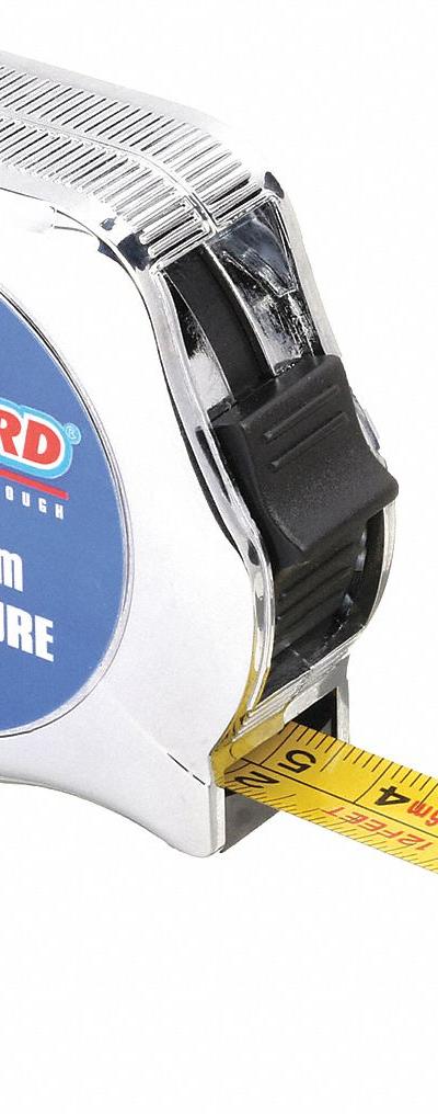 WESTWARD Tape Measure: Nonmagnetic Single Hook Tip - Inch & Metric Tape Measures