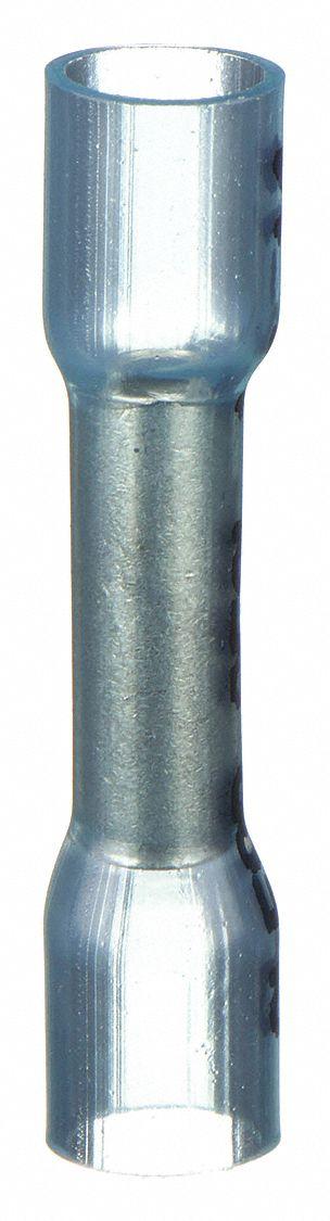 VELVAC Butt Splice Connector: Blue, Heat Shrink, For Wire Size 16 AWG – 14 AWG - Insulated Butt Splice Connectors