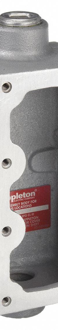 APPLETON ELECTRIC Mounting Body: Aluminum, 1/2 in Hub Size, Dead End, 9 3/16 in Overall Ht (MPN EDS147SA). Key specifications — Brand: APPLETON ELECTRIC; Hub Type: Dead End.