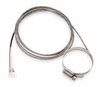 TEMPCO Pipe Clamp Thermocouple: 32°F to 1,400°F /0°C to 760°C, Type J, Hose Clamp (MPN TPW00036). Key specifications — Brand: TEMPCO; Cable Material: Fiberglass with Stainless Steel Braid; Cable Length: 12 ft; Accuracy: ±2.2 °C or ±0.75 %, Whichever is Greater; Process Mounting Connection: Hose Clamp; Maximum Wire Gauge: 0.25 mm.
