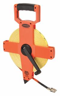 KESON Long Tape Measure: Manual, OTR-1810-200, SAE/Engineers Scale, 200 ft, 1/8 in, Plastic, Manual. Key specifications — attr939846: OTR-1810-200; attr939849: Fiberglass; attr939859: Nonmagnetic Double Hook; attr939850: Double-Sided; attr939855: 1/8 in; attr944023: Hook End; attr940484: KESON; attr985224: Plastic.