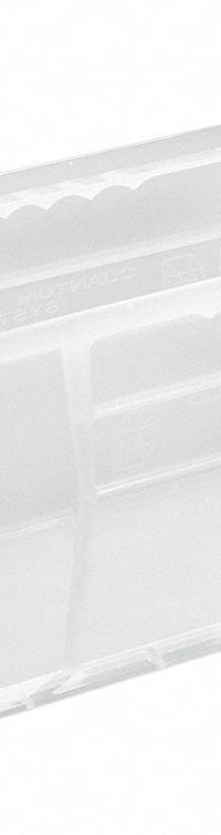 QUANTUM STORAGE SYSTEMS Hang and Stack Bin: 5 1/2 in x 14 3/4 in x 5 in, Clear, 50 lb Load Capacity (MPN QUS234CL). Key specifications — Electrostatic Discharge: Not Electrostatic Discharge Conductive; Brand: QUANTUM STORAGE SYSTEMS; % Recycled Content: 0%.