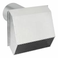 Vent Hood: Vented Rain Cap, Round, 10 in Duct, 5052, Aluminum, Silver Finish, Flat, Press Fit, 20 ga (MPN VH1-10). Key specifications — Screen Included: Yes; Backdraft Damper Included: No; Brand: TJERNLUND; Product Type: Vent Hood; Color: Silver; Connection Type: Press Fit; Type of Cap/Hood: Wall Cap; Material of Cap/Hood: Aluminum.