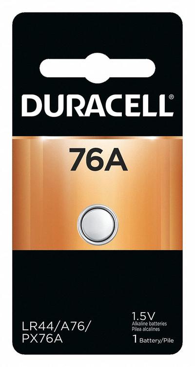 DURACELL Button Cell Battery: 76A Battery Size, Alkaline, 130 mAh Capacity, 1.5V DC - Disposable Coin & Button Batteries