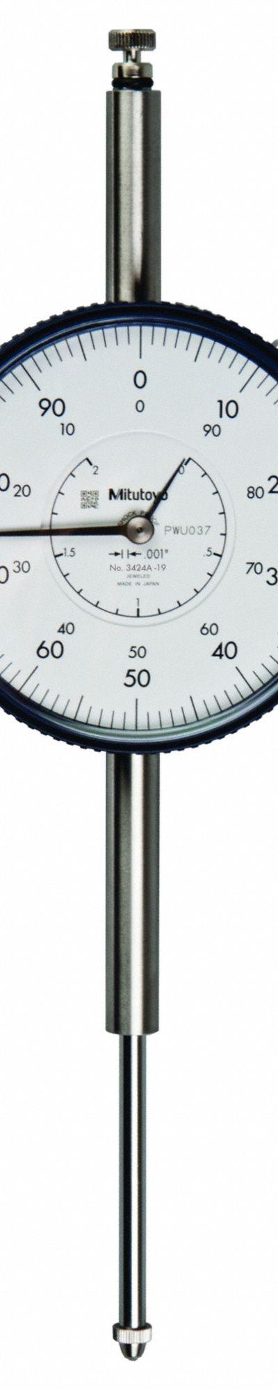 MITUTOYO Dial Indicator: 0 in to 2 in - Continuous Reading Back Lug Dial Indicators