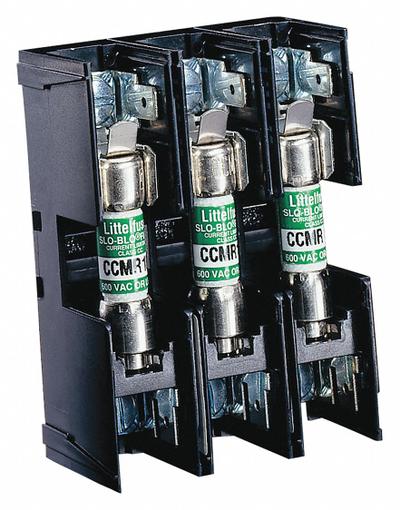LITTELFUSE Fuse Block: Open Block Design, 3 Pole, 600 V AC, Pressure Plate - Fuse Blocks for UL Class CC Fuses