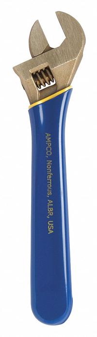 AMPCO Adjustable Wrench: Aluminum Bronze, Natural, 8 3/8 in Overall Lg, 1 1/8 in Jaw Capacity (MPN IW-71). Key specifications — attr309359: Natural; attr324924: AMPCO; attr309358: Aluminum Bronze.