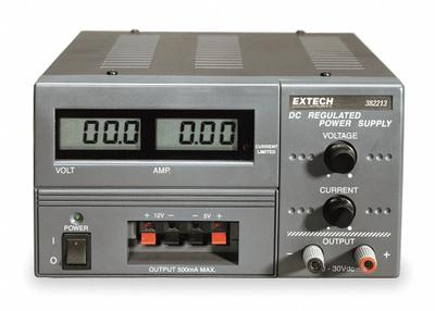 EXTECH Triple Output DC Power Supply: 3 A Current Output 1 - Max, 1 A Current Output 2 - Max - Bench Triple Output DC Power Supplies
