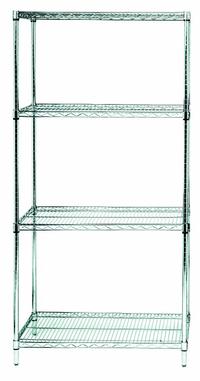 APPROVED VENDOR Wire Shelving Unit: Starter, 48 in x 18 in, 74 in Overall Ht, 4 Shelves, Silver (MPN WR74-1848S). Key specifications — Recommended Environments: Harsh; Color: Silver; Material: Stainless Steel; Brand: APPROVED VENDOR.