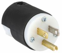HUBBELL Straight Blade Plug: 5-15P, 125V AC, 15 A, 2 Pole, 3 Blade, Black/White (MPN HBL5266C)