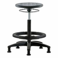 Stool: Polyurethane, Ht Range 22 in to 32 in, 13 in Seat Wd, 13 in Seat Dp, 5 Glides, 0 Casters (MPN IPHBSO-RG-BF-RG-BLK). Key specifications — Brand: APPROVED VENDOR; Foot Support: Yes; Base Material: Fiberglass; ESD-Safe: Not ESD Safe; Number of Casters: 0.
