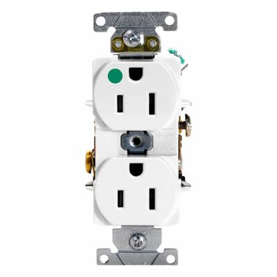 LEVITON Straight Blade Single Receptacle: Hospital Grade, Duplex, 5-15R, White - General Purpose Receptacles