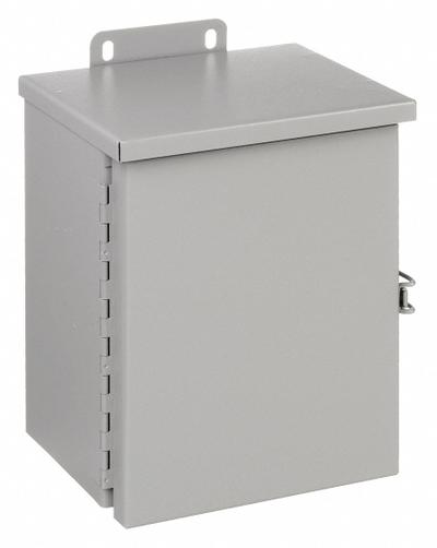 WIEGMANN Enclosure: Steel, 10 in x 8 in x 6 in, 3R, Solid Cover, Hinged, Included - Steel Enclosures with Hinged Covers