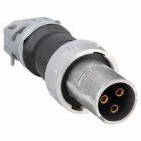 HUBBELL Pin and Sleeve Plug: Gray, 250V DC/600V AC, Three Phase, 100 A, 3 Pole, 4 Wire (MPN HBL4100PS1W). Key specifications — Brand: HUBBELL.