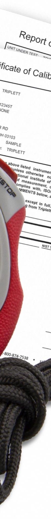 TRIPLETT Digital Stopwatch: +/-2 Seconds Per Day, Count Up, LCD, 23 hr 59 min 59.99 sec, Audible (MPN STW25-NIST). Key specifications — Count Direction: Count Up; Accuracy: +/-2 Seconds Per Day; Alarm Type: Audible; Calibration Certificate Type: Traceable with data; Digital Display Screen Type: LCD; Maximum Time Capacity: 23 hr 59 min 59.99 sec; Resistance Properties: Water Resistant; Clock Function Included: Yes.