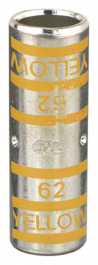 THOMAS & BETTS Open Barrel Splice: 250 kcmil Wire Size, Yellow Code, 2.25 in, Copper Barrel, 62 Die (MPN 54513). Key specifications — Die Code: 62; Brand: THOMAS & BETTS; Color Code: Yellow.
