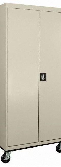 SANDUSKY Storage Cabinet: Hanging Rods/Shelves, Full Ht (59" and Taller), 36 in Overall Wd, Solid (MPN TAWR362472-07). Key specifications — Cabinet Color: Tan; Frame Assembled: Assembled; Brand: SANDUSKY.