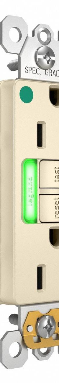 LEGRAND GFCI: Hospital Grade, Duplex, 5-20R, Light Almond, GFCI, 125V AC, 20 A, 2 Pole / 3 Wire (MPN 2097HGTRPILA)