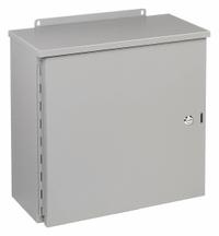 WIEGMANN Enclosure: Steel, 20 in x 20 in x 8 in, 3R, Solid Cover, Hinged, Painted (MPN RHC202008). Key specifications — Brand: WIEGMANN; Closure Method: 1/4-Turn Latch; Knockouts: Not Included.