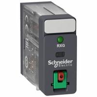 SCHNEIDER Relay: Socket Mounted, 5 A Current Rating, 48V AC, DPDT, 8 Pins/Terminals, J Socket (MPN RXG22E7). Key specifications — Brand: SCHNEIDER; Base Type: Square; Mounting Style: Plug-In; Pin Shape: Flat; Electrical Connection: Quick-Connect; Manufacturer Part Number: RXG22E7; Series: Harmony™ RXG Series.