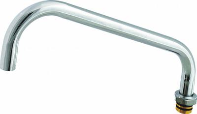 T&S BRASS Spout: Spout, Double-Bend, Swivel Spout, Brass, Chrome, 55.25 gpm Flow Rate - Double-Bend Faucet Spouts