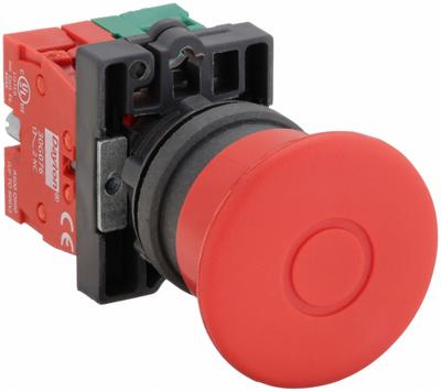 Dayton Emergency Stop Push Button: Non-Illuminated, Mushroom Head Profile, Non-Metallic - Mushroom-Head Push Buttons