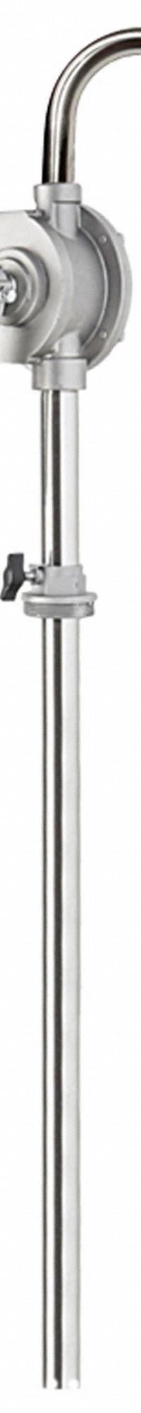 ACTION PUMP Hand Pump: Rotary Action, Pump with Spout, 48 oz per stroke, 1,000 cps Max. Viscosity (MPN 219sp). Key specifications — Brand: ACTION PUMP; Maximum Flow Rate: 48 oz per stroke; Suction Tube Material: 316 SS; Seal Material: PTFE.