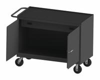 DURHAM MFG Mobile Cabinet Workbench: 48 in x 24 in, Rubber, 3,600 lb Overall Load Capacity, Gray (MPN 3413-RM-95). Key specifications — Included Components: Handle on Side; Assembly: Fully Assembled; Brand: DURHAM MFG.