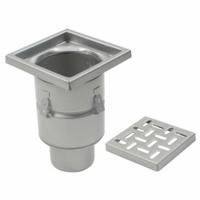 BLUCHER Floor Drain: 8 in Grate Size, 4 in Nominal Pipe Size, No Hub, Stainless Steel, Slotted (MPN BFD-314). Key specifications — Color: Silver; Connection Type: No Hub; Brand: BLUCHER.