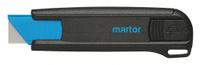 MARTOR Safety Knife: 4 1/2 in Overall Lg, Plain, Plastic, Black/Blue, Button (MPN 175001.02). Key specifications — attr307837: Button; attr307833: Blue; attr307831: Plain; attr307832: Plastic; attr324891: MARTOR.