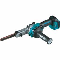 MAKITA Cordless Band File: LXT®, Bare Tool, 3/8 in Belt Wd, 21 in Belt Lg, 160° Rotation, 5,600 SFPM (MPN XSB01Z). Key specifications — attr663644: Band File; attr663651: Cordless; attr663658: Bare Tool; attr663657: LXT®; attr663654: Bare Tool; attr663663: MAKITA.