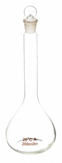 APPROVED VENDOR Volumetric Flask: 200 mL, Colorless, Conical, 0.15 mL, Includes Closure (MPN 5YHZ8). Key specifications — Shape: Conical; Tolerance: 0.15 mL; Body Color: Colorless; Brand: APPROVED VENDOR; Compatible with Stopper Size: 14/15.