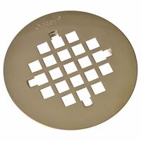 OATEY Strainer: Stainless Steel, Brass, 4 1/4 in Overall Dia, 1/4 in Overall Ht, Snap-In (MPN 42137). Key specifications — Color: Brass; Connection Type: Snap-In; Material: Stainless Steel.