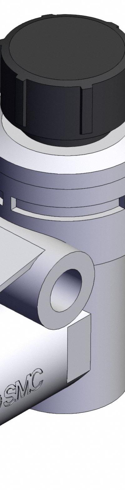 SMC Speed Controller: In-Line Fitting, Knob, 1/4 in Valve Body Size, 6 mm Push to Connect Tube - In-Line Speed Control Valves