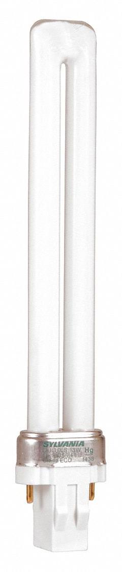 LEDVANCE/ SYLVANIA Compact Fluorescent Bulb: 2-Pin (GX23), T4, Fluorescent, 2700K, 13 W Watt (MPN CF13DS/827/ECO). Key specifications — Brand: LEDVANCE/ SYLVANIA; Bulb Designation: CF13DS/827/ECO; Dimmable: Yes; Color Temperature: 2700K.
