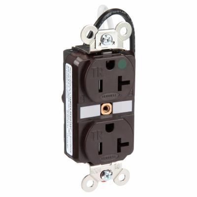 HUBBELL Receptacle: Hospital Grade Fed. Spec., Duplex, 5-20R, Brown, 125V AC, 20 A - General Purpose Receptacles