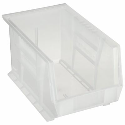 QUANTUM STORAGE SYSTEMS Hang and Stack Bin: 8 1/4 in x 13 5/8 in x 8 in, Clear - Clearview Plastic Bins