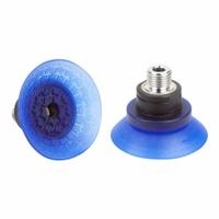 SCHMALZ Vacuum Pad Assembly: Deep, G1/4 in, 58.4 mm Pad Dia, Elastodur ED, Blue, 85 A, SAX (MPN 10.01.19.00215). Key specifications — attr1019101: 10.01.19.00215; attr1019103: SCHMALZ; attr1019107: 85 A.